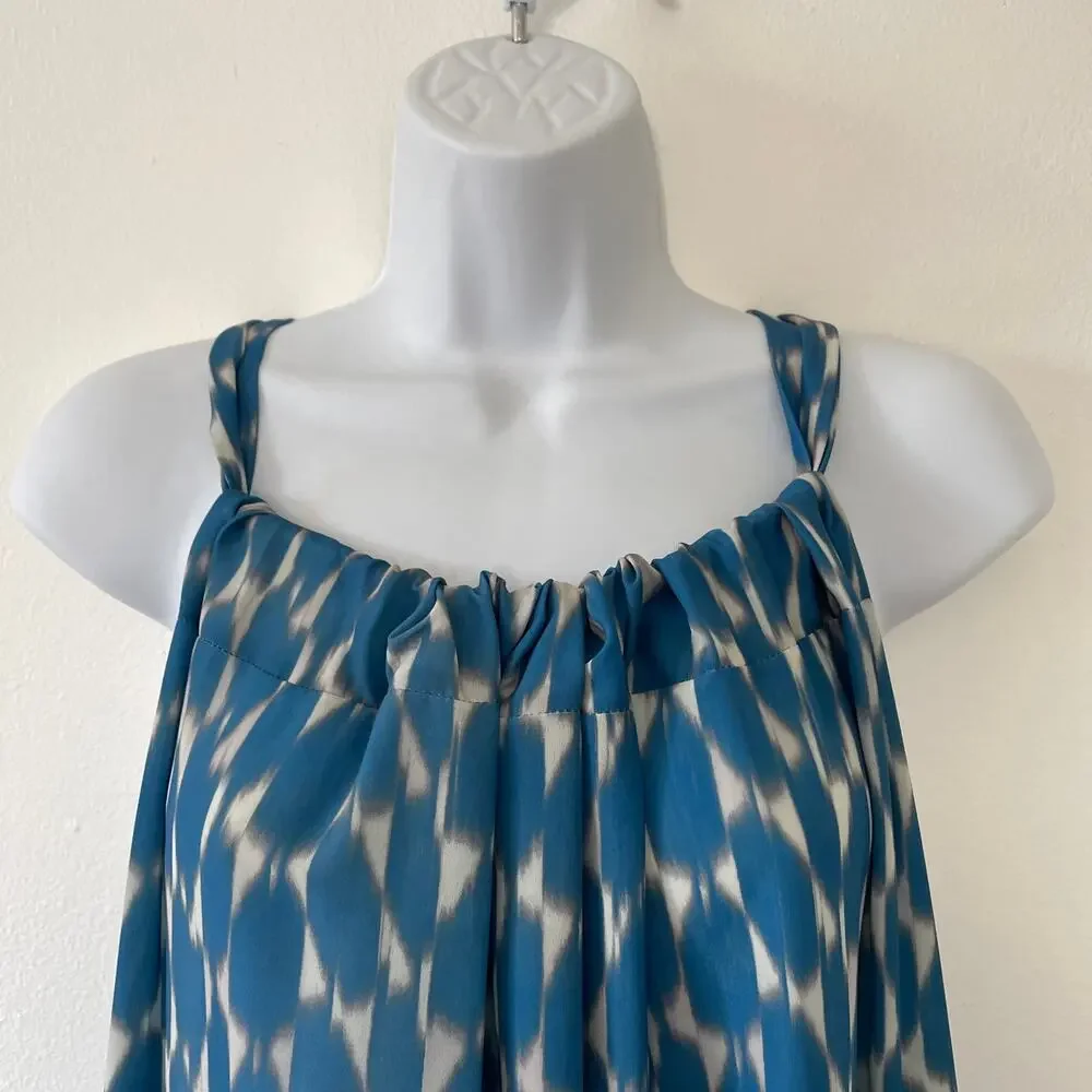 Diarrablu Gnoor Dress 2XL Blue Ikat Geometric Flowy Resort Maxi Vacation Flounce - Picture 5 of 11